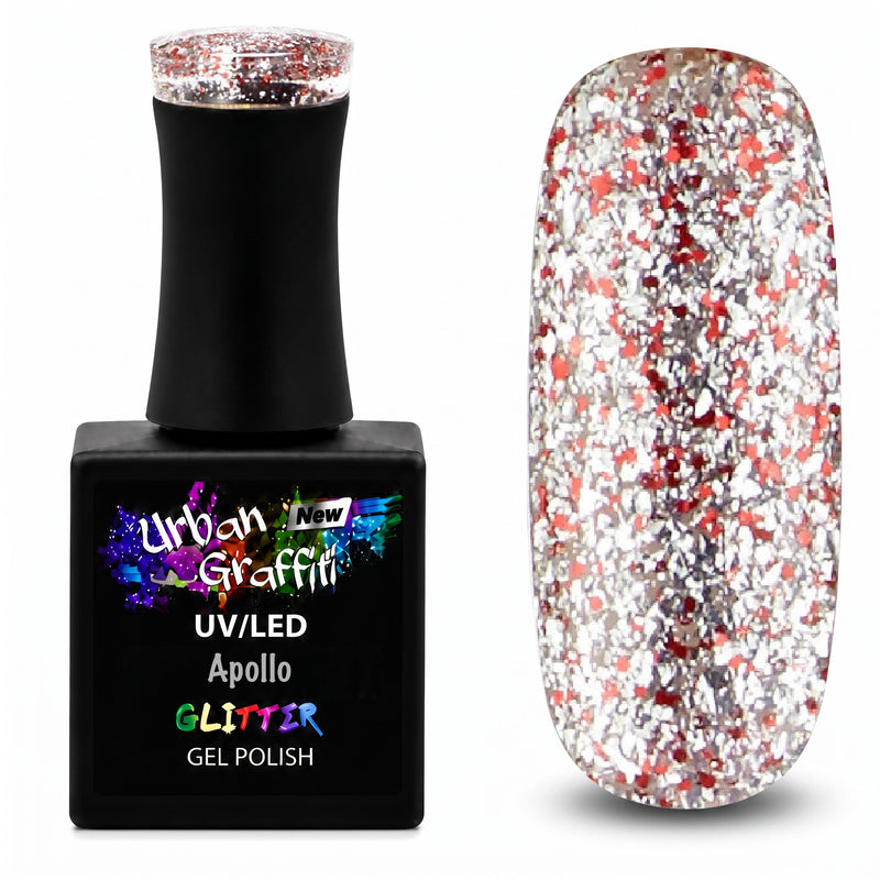 Apollo - UGGP-A0907 Urban Graffiti Roter und Silberner Glitzer Gel-Lack 15ml