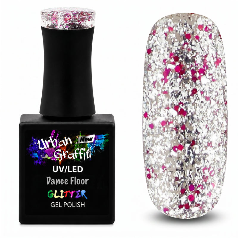 Dance Floor - UGGP-A0909 Pinker und silberner Glitzer-Gel-Nagellack Urban Graffiti 15 ml