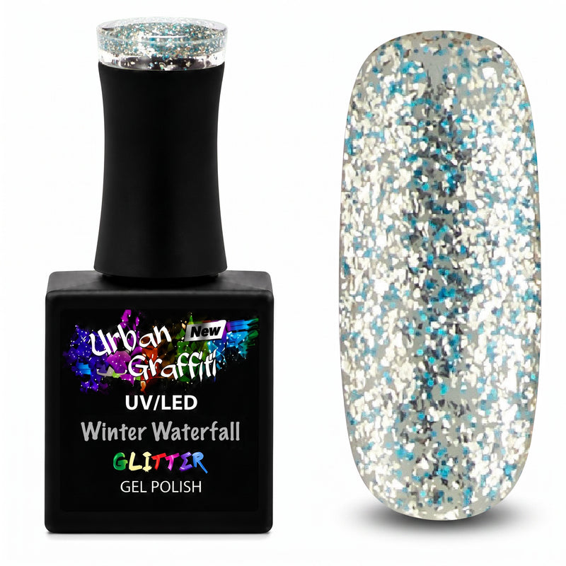 Winter Waterfall - UGGP-A0912 Urban Graffiti Blau und Silber Glitzer Gel Lack 15ml