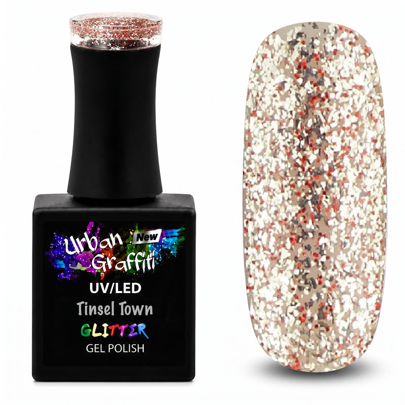 Tinsel Town - UGGP-A0913 Urban Graffiti Gold und Rot Glitzer Gel Nagellack 15ml