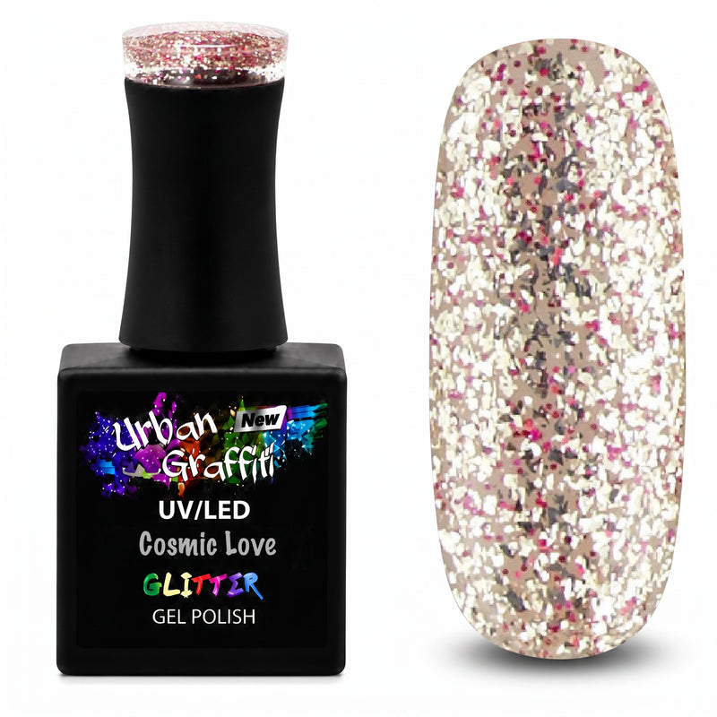 Cosmic Love - UGGP-A0916 Urban Graffiti Gold und roter Glitzer Gel-Lack 15ml